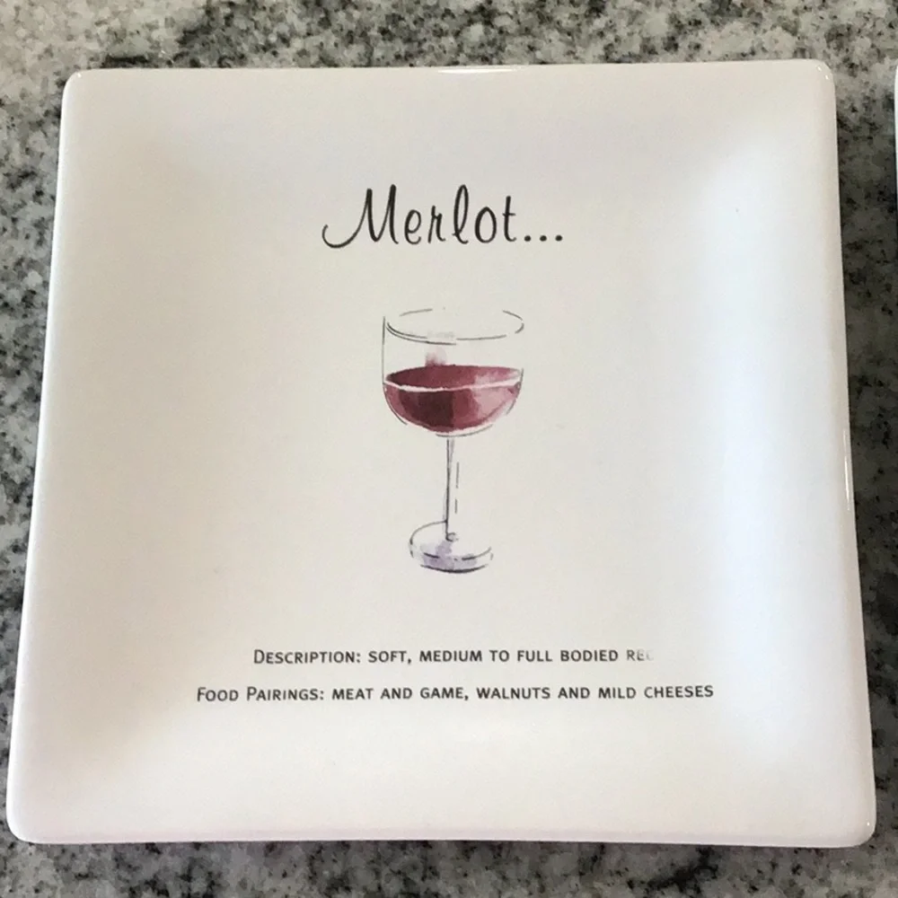 Pottery Barn Merlot & Chardonnay Wine Guide Plates